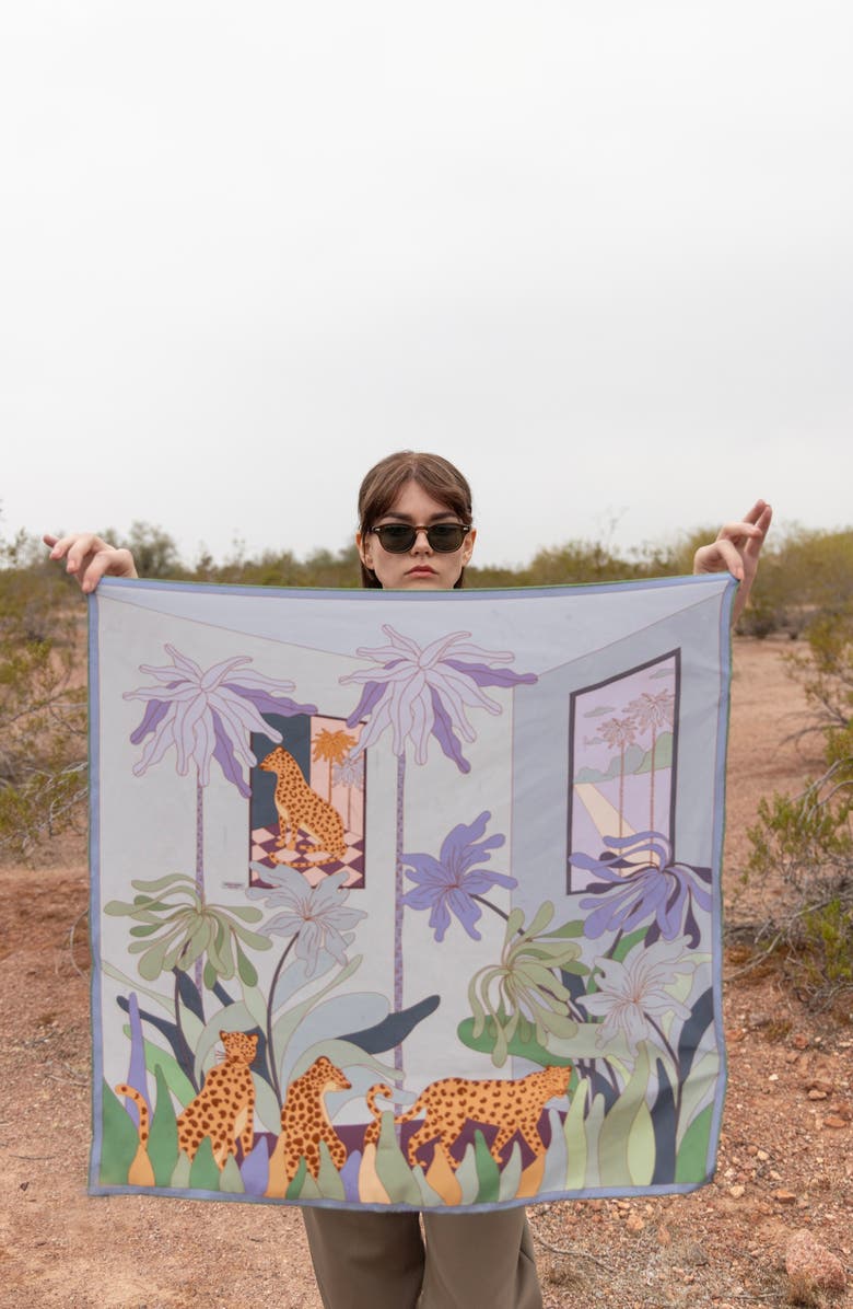 Jessie Zhao New York Double Sided Silk Scarf Of Indoor Forest, Alternate, color, Pink