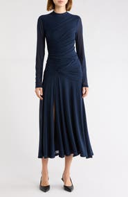 WAYF Selene Ruched Long Sleeve Dress