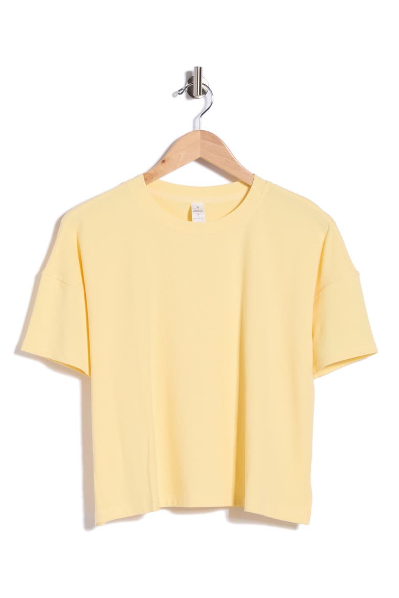 Heavenly Ribbed Deluxe Boxy Crop T-Shirt, Main, color, DAFFODIL