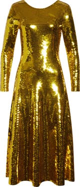 Bottega Veneta Long Sleeve Paillette Cocktail Dress