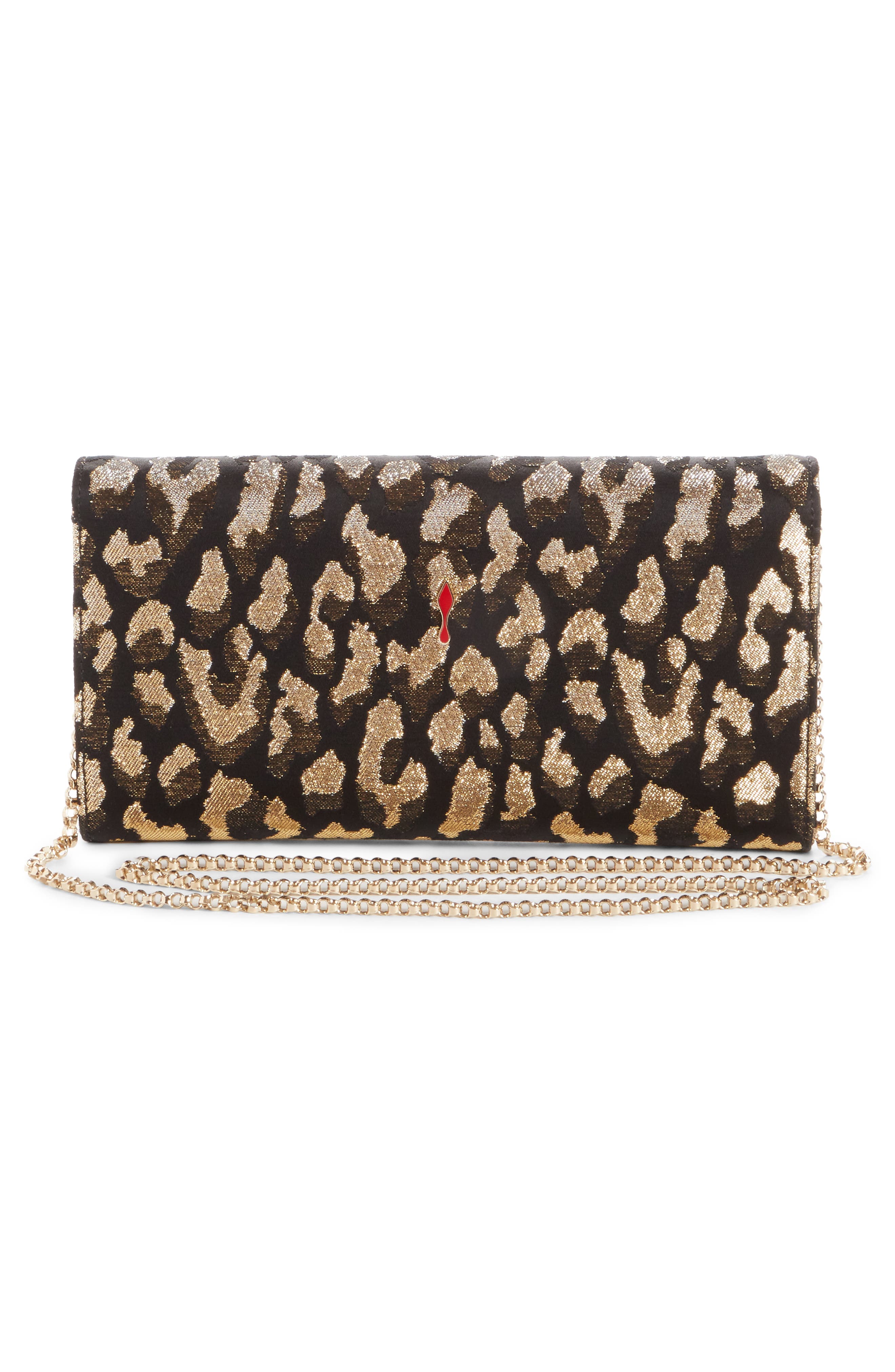 Christian Louboutin Vero Dodat Metallic Leopard Print Clutch, Alternate, color, 