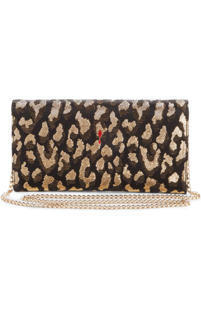 Christian Louboutin Vero Dodat Metallic Leopard Print Clutch, Alternate, color,