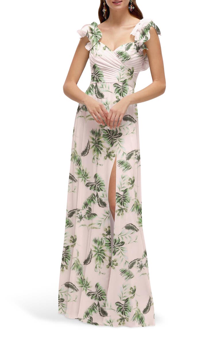 Ruffle Strap Gown, Main, color, PALM BEACH PRINT