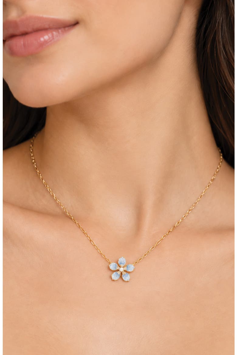 Blue Flower Pendant Necklace, Main, color, GOLD