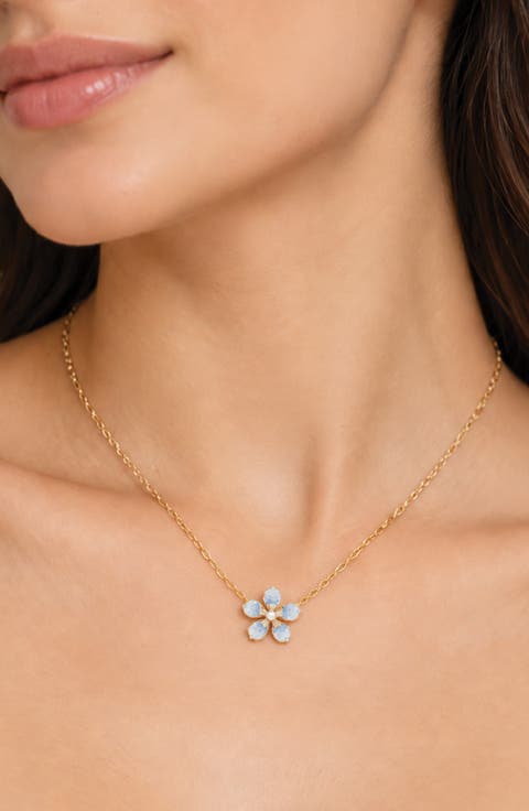 Blue Flower Pendant Necklace