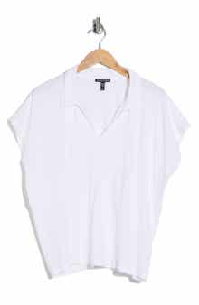Eileen Fisher Boxy Johnny Collar Jersey Top