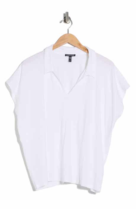 Eileen Fisher Boxy Johnny Collar Jersey Top