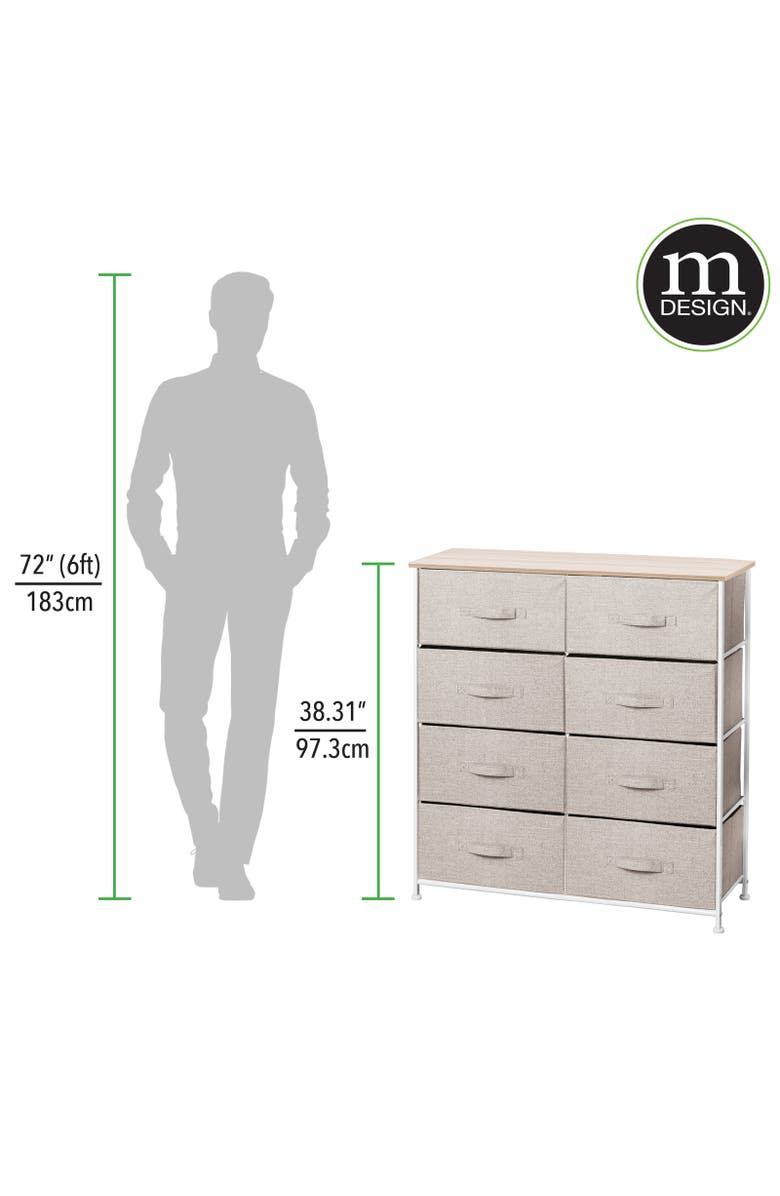 mDesign Large Storage Dresser Furniture, 8 Removable Fabric Drawers, Linen/Tan, Alternate, color, Linen
