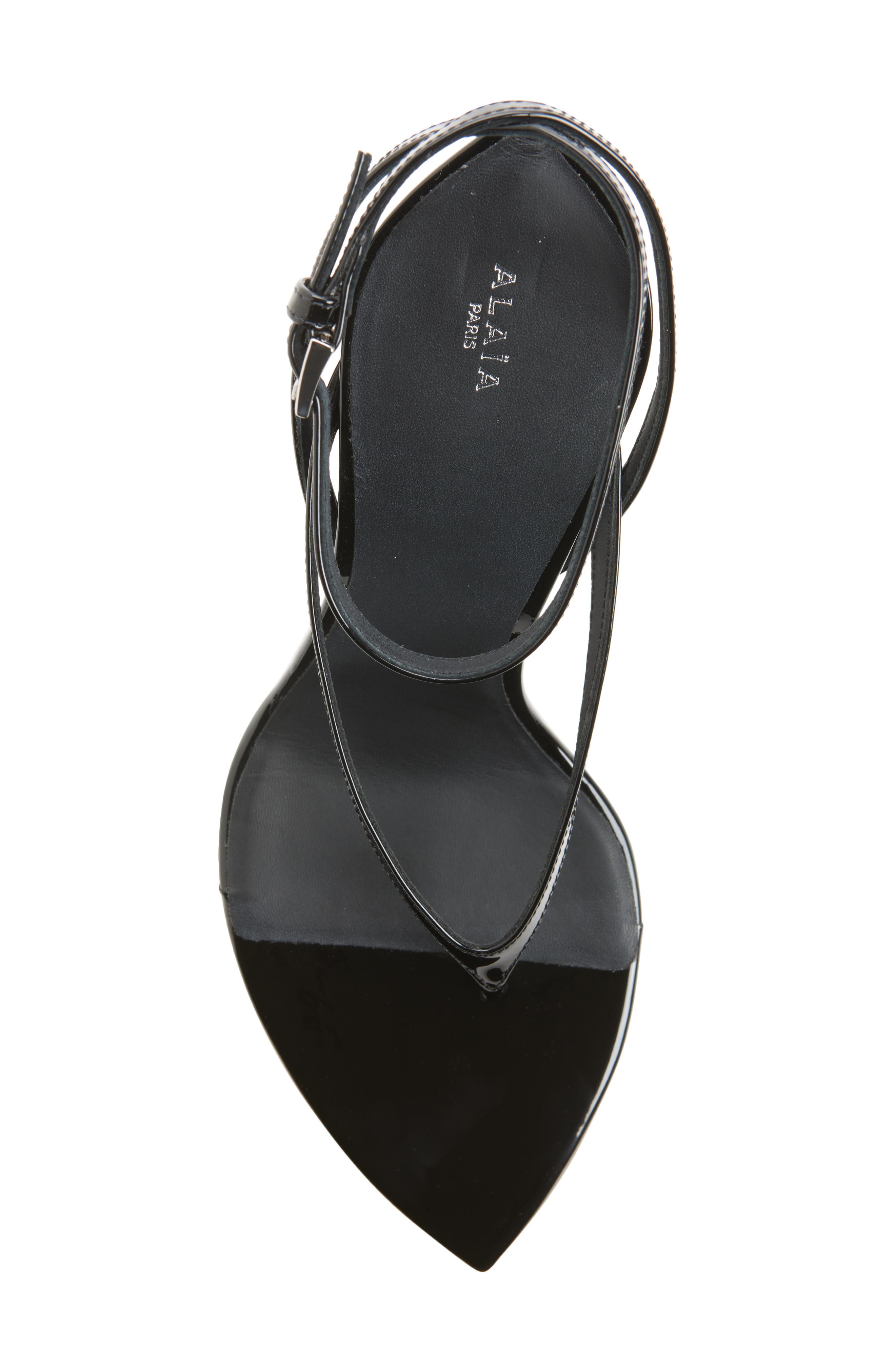 Alaïa Invisible Wedge Ankle Strap Sandal, Alternate, color, Noir