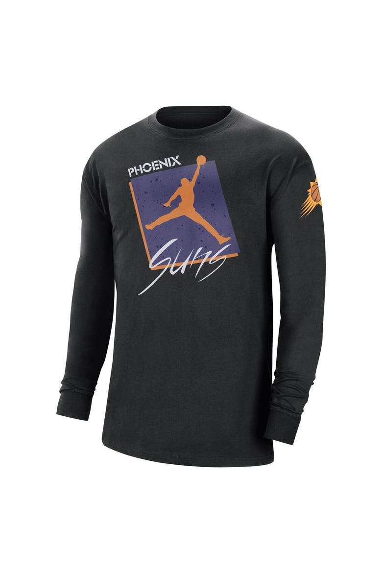 Men's Jordan Brand Black Phoenix Suns Courtside Max 90 Vintage Wash Statement Edition Long Sleeve T-Shirt, Alternate, color, Black