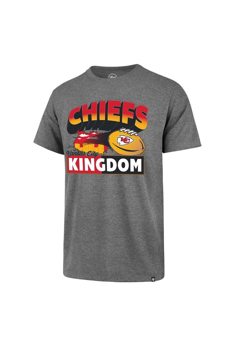 Men's '47 Heather Gray Kansas City Chiefs Chiefs Kingdom Super Rival T-Shirt, Alternate, color, Heather Gray