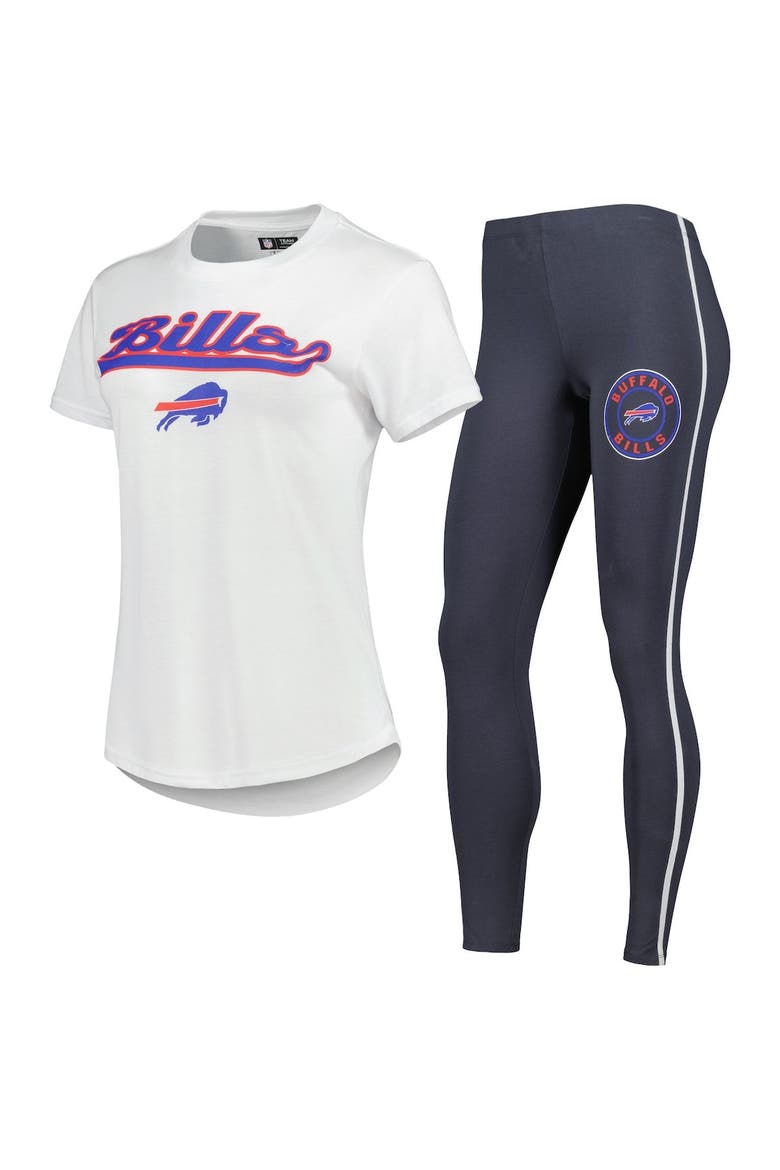 Women's Concepts Sport White/Charcoal Buffalo Bills Sonata T-Shirt & Leggings Sleep Set, Main, color, White