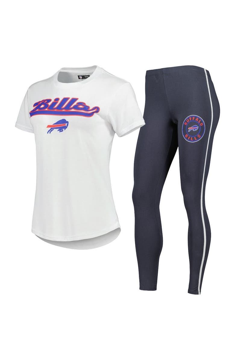 CONCEPTS SPORT Women's Concepts Sport White/Charcoal Buffalo Bills Sonata T-Shirt & Leggings Sleep Set, Main, color, White