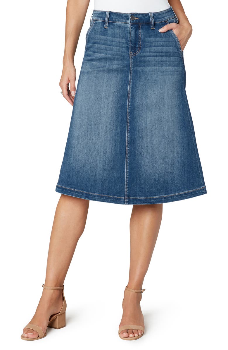Liverpool Los Angeles Circle Denim Skirt, Main, color, 