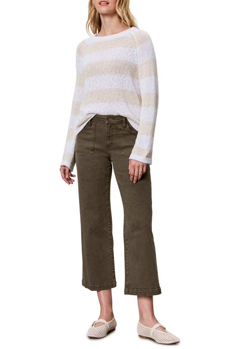 Cotton Blend Sweater, Alternate, color, WHITE/ LIGHT OAT STRIPE