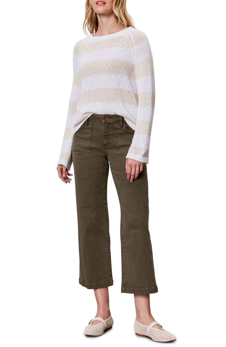 Sanctuary Cotton Blend Sweater, Alternate, color, White/ Light Oat Stripe