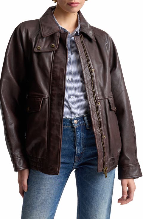 Oversize Leather Bomber Jacket