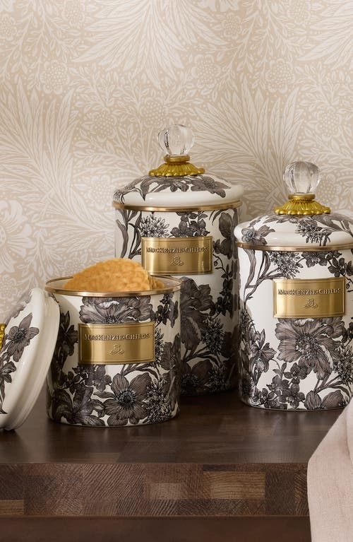 Mackenzie-childs Mackenzie Childs Enameled English Garden Large Canister In Gray