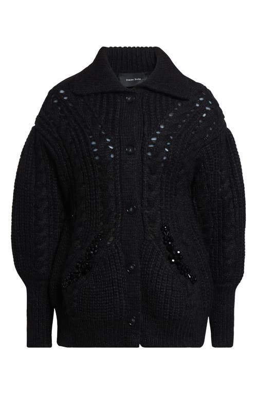 Simone Rocha Sculpted Cable Knit Cardigan In Black