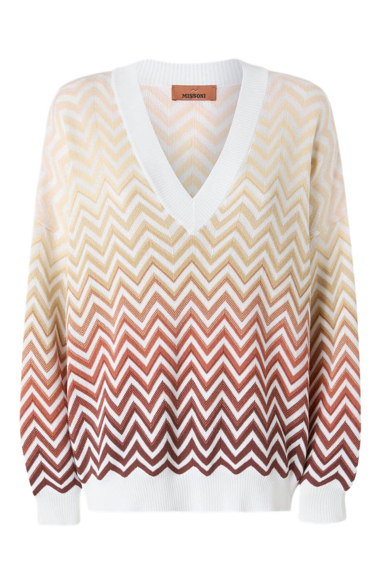 Missoni Oversized Dégradé Chevron Sweater With V-neck, Alternate, color, Multicoloured 2