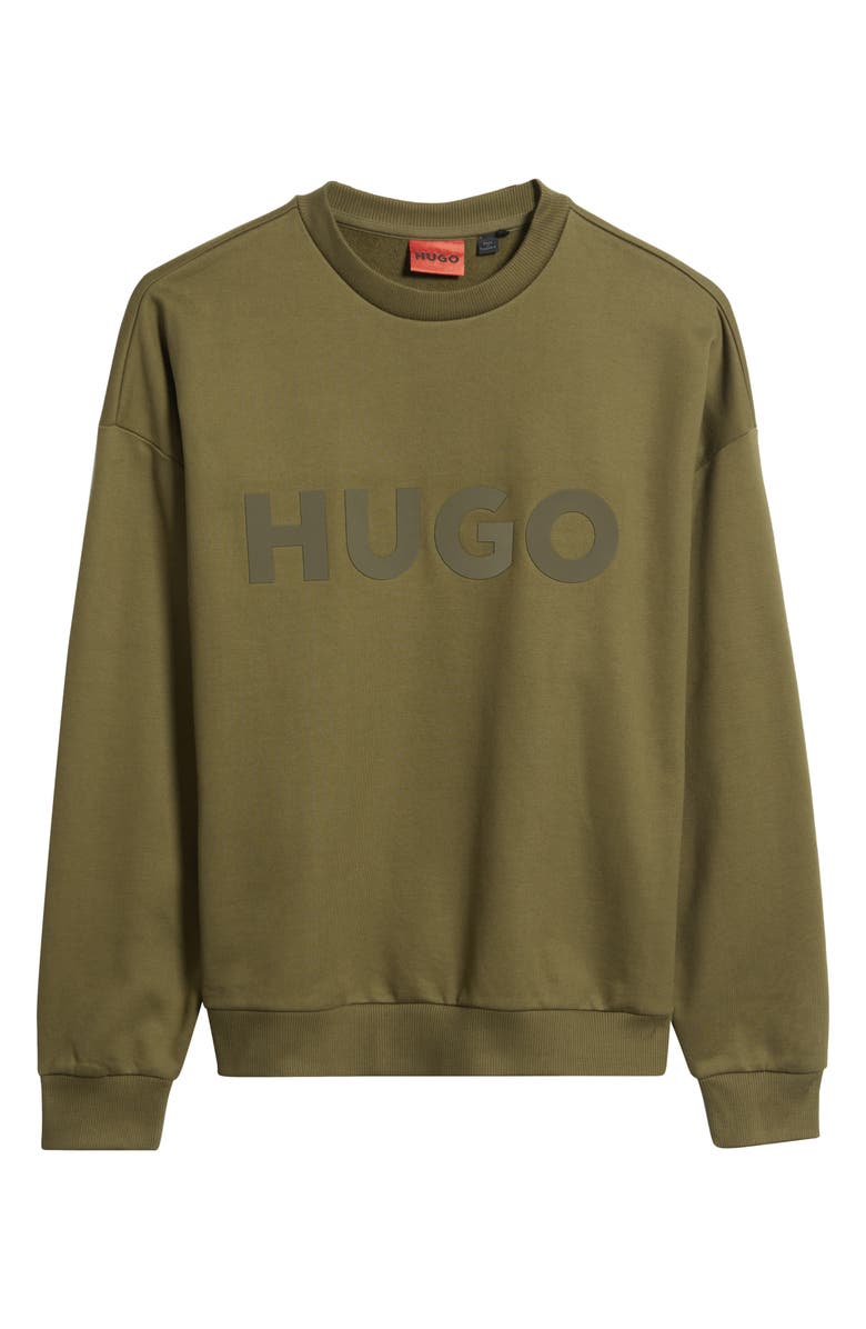 HUGO Dinex Cotton French Terry Crewneck Sweatshirt, Alternate, color, Open Green