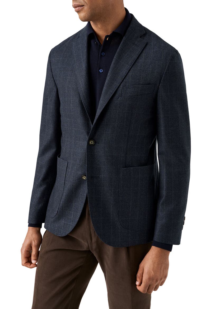 Check Wool Soft Sport Coat, Main, color, NAVY