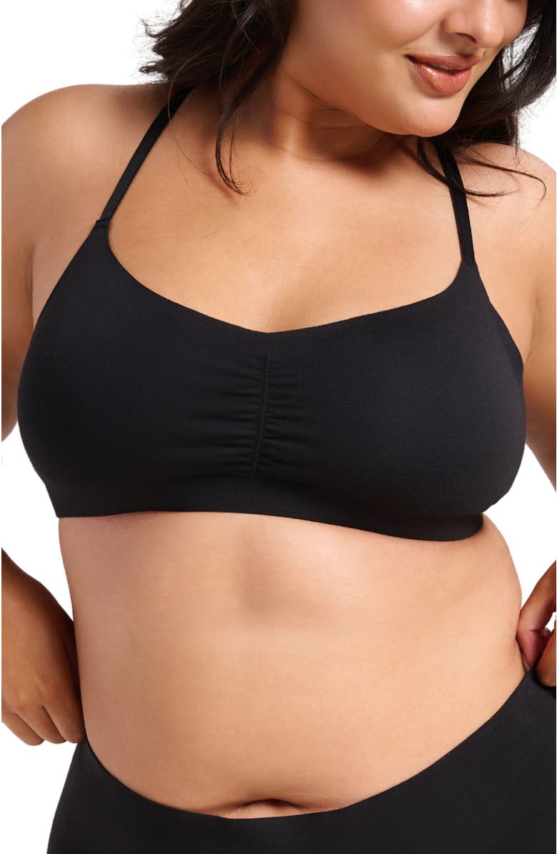 Siella Organic Cotton No-Show V-Scoop Bra, Main, color, Black