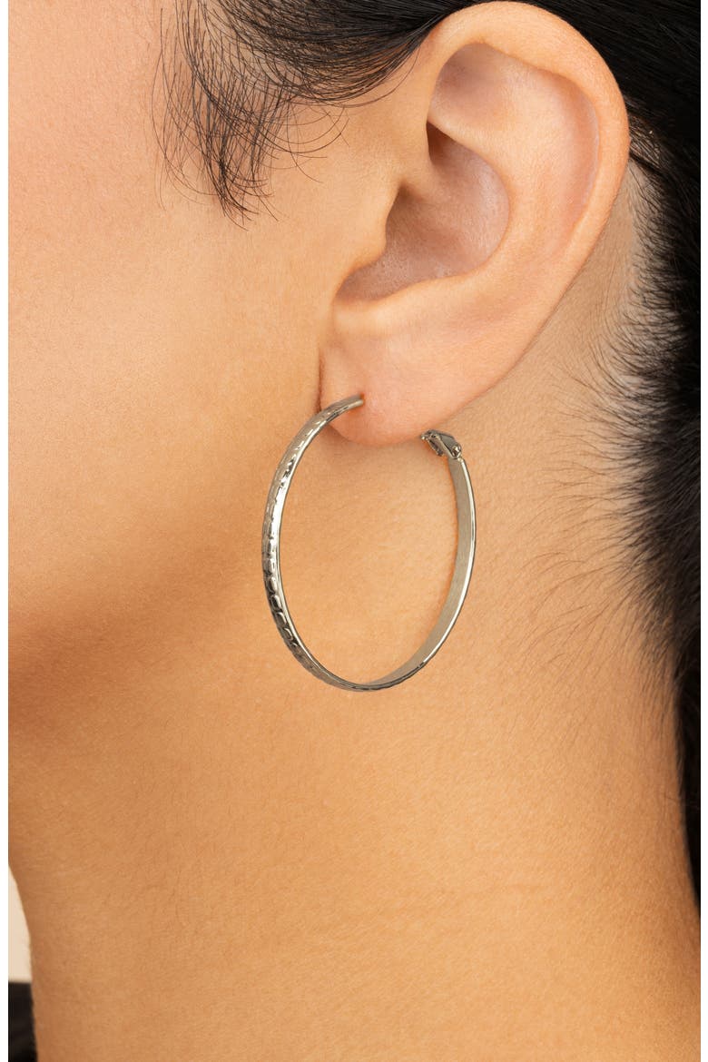Jessalyn Textured Hoop Earrings, Alternate, color, SILVER