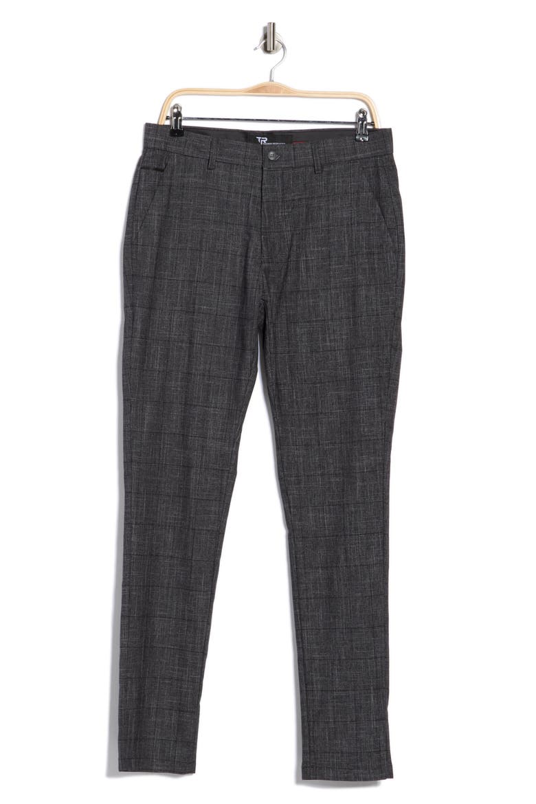 Plaid Straight Leg Trousers, Alternate, color, NAVY