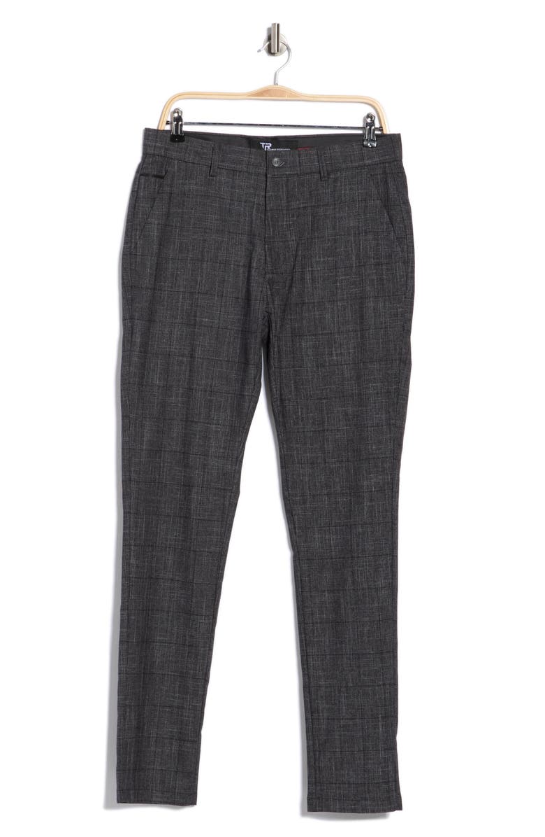 T.R. PREMIUM Plaid Straight Leg Trousers, Alternate, color, Navy