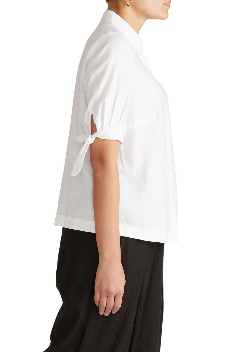Luisa Linen Blend Button-Up Shirt, Alternate, color, BRIGHT WHITE