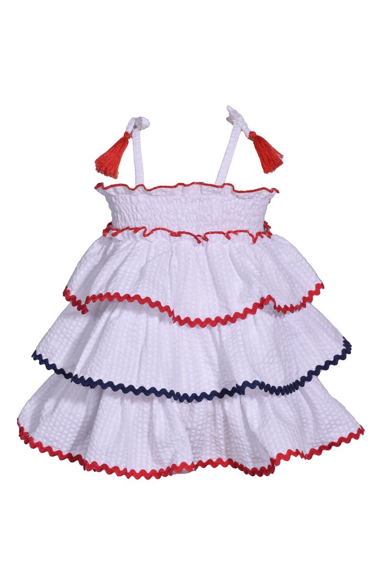 Iris & Ivy Rickrack Trim Tiered Cotton Blend Sundress, Alternate, color, 