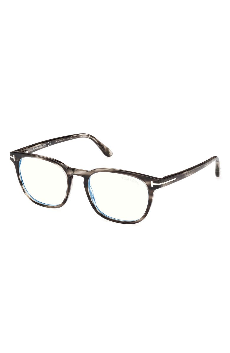 TOM FORD 53mm Square Blue Light Blocking Glasses, Alternate, color, Grey/Other