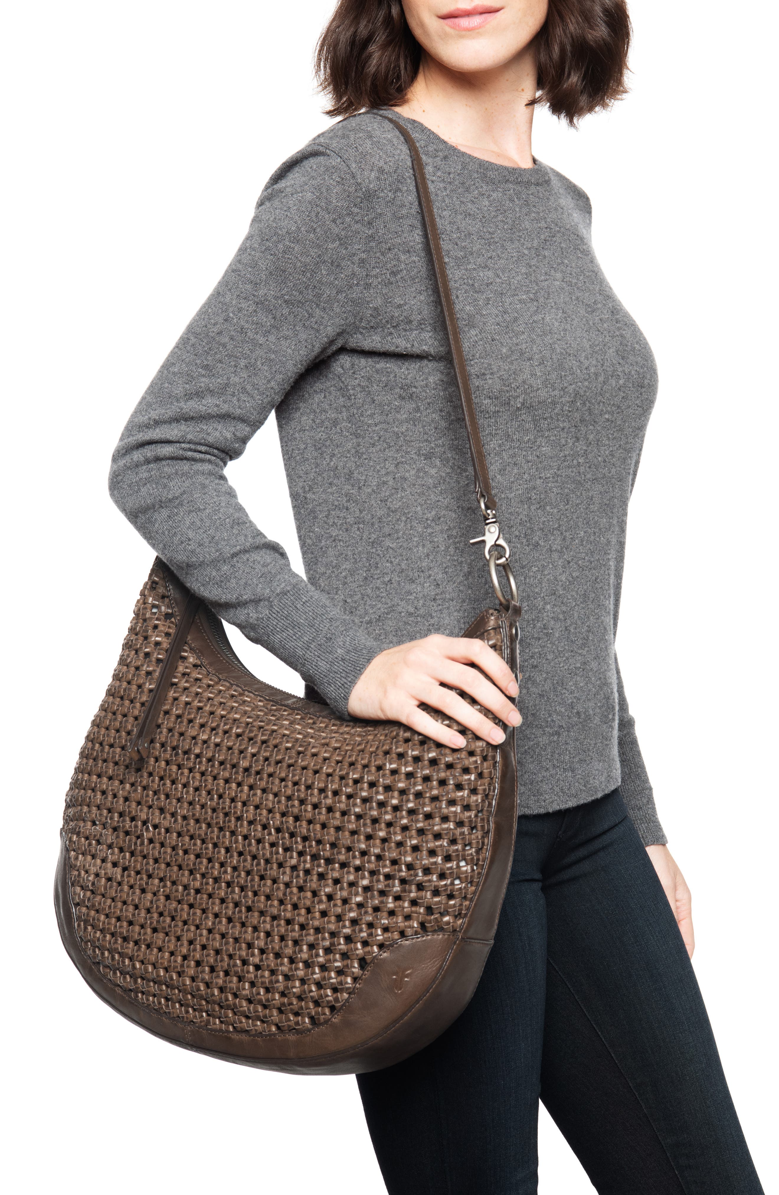 Frye Melissa Woven Leather Hobo, Alternate, color, 