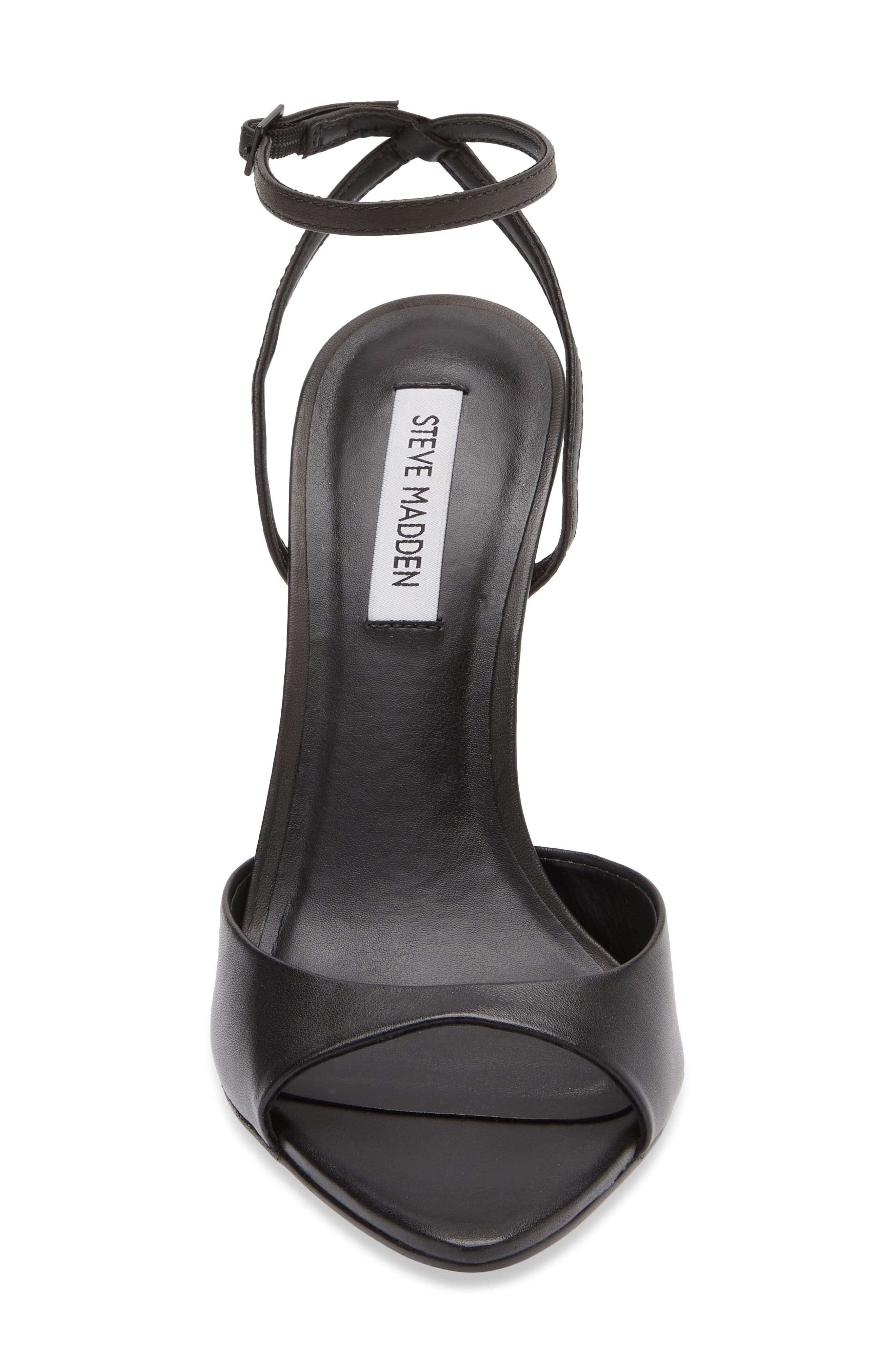 Steve Madden Beki Ankle Strap Pointed Toe Sandal, Alternate, color, Black Leather