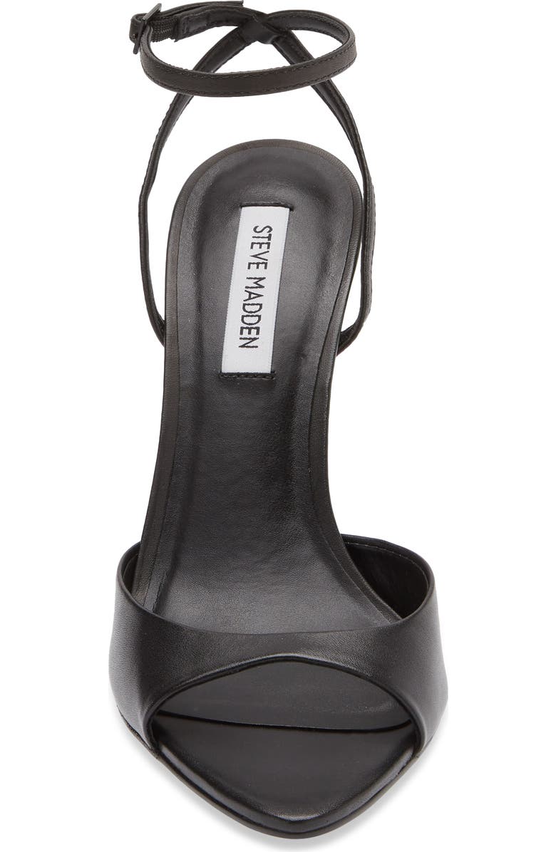 Steve Madden Beki Ankle Strap Pointed Toe Sandal, Alternate, color, Black Leather
