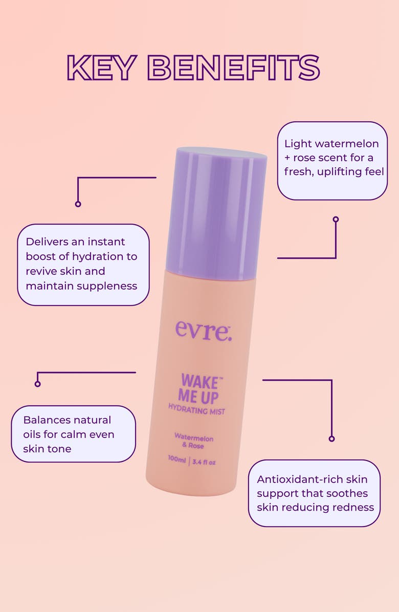 evre. Wake Me Up Watermelon & Rose Hydrating Mist, Alternate, color, 
