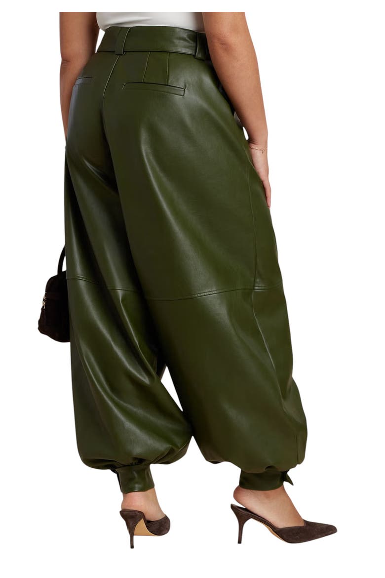 Belted Faux Leather Balloon Pant, Alternate, color, DARK FOREST GREEN