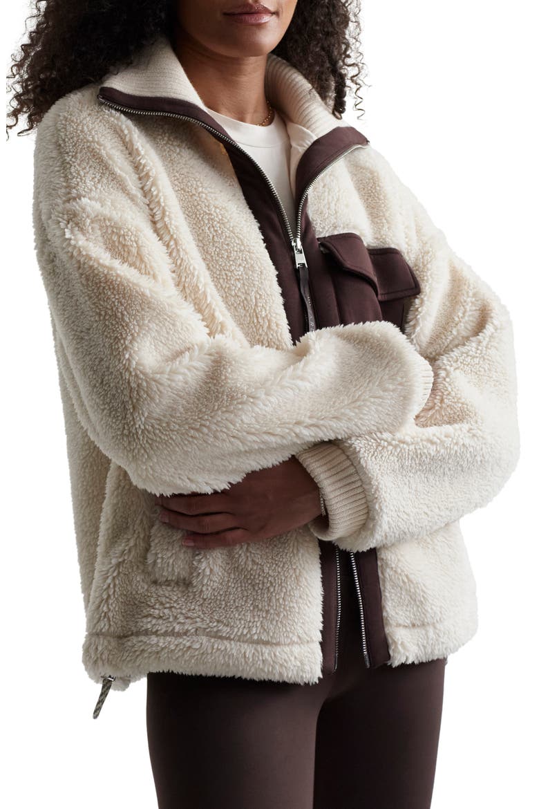 Lowell Faux Shearling Jacket, Alternate, color, SANDSHELL/ COFFEE BEAN