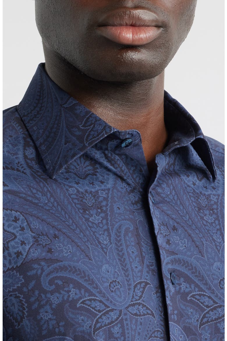 Roma Stretch Cotton Dress Shirt, Alternate, color, STAMPA F.DO BLUE