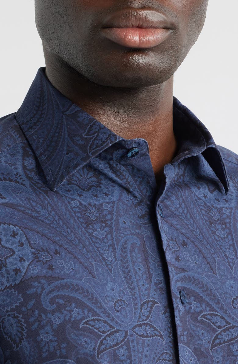 Etro Roma Stretch Cotton Dress Shirt, Alternate, color, Stampa F.do Blue