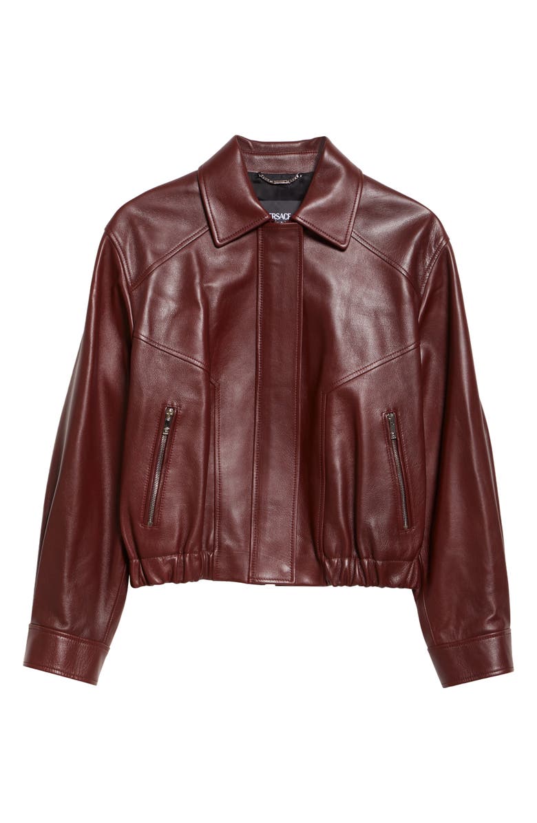 Versace Blouson Buffalo Leather Jacket, Main, color, Dark Burgundy