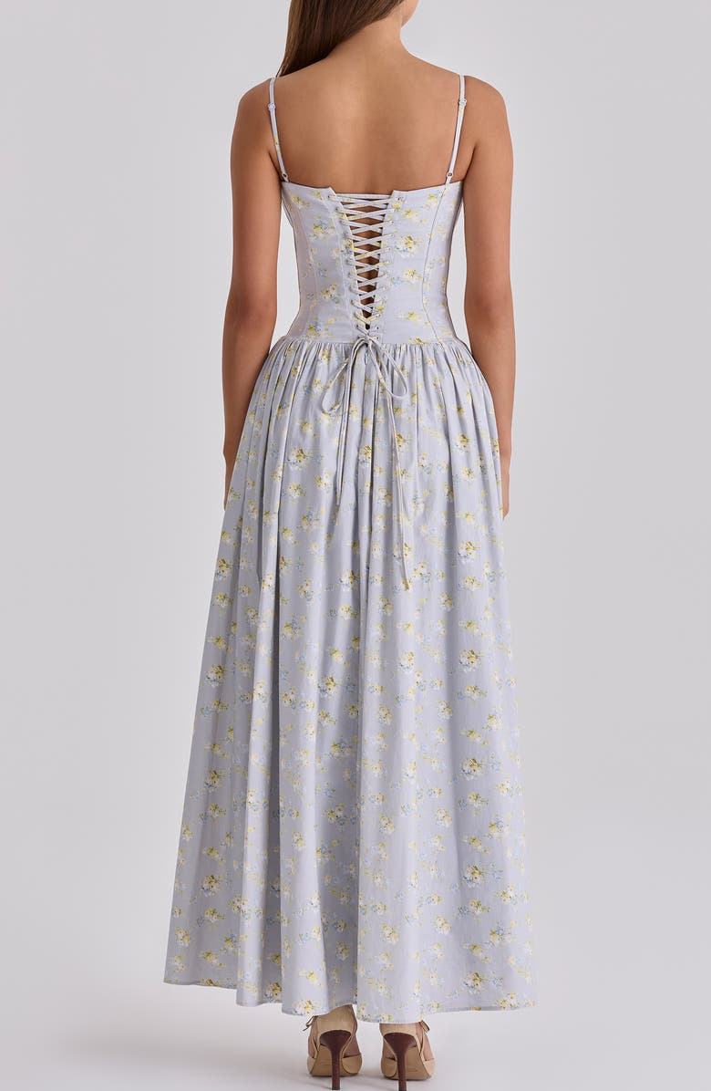 HOUSE OF CB Rona Floral Print Maxi Sundress, Alternate, color, Blue Floral