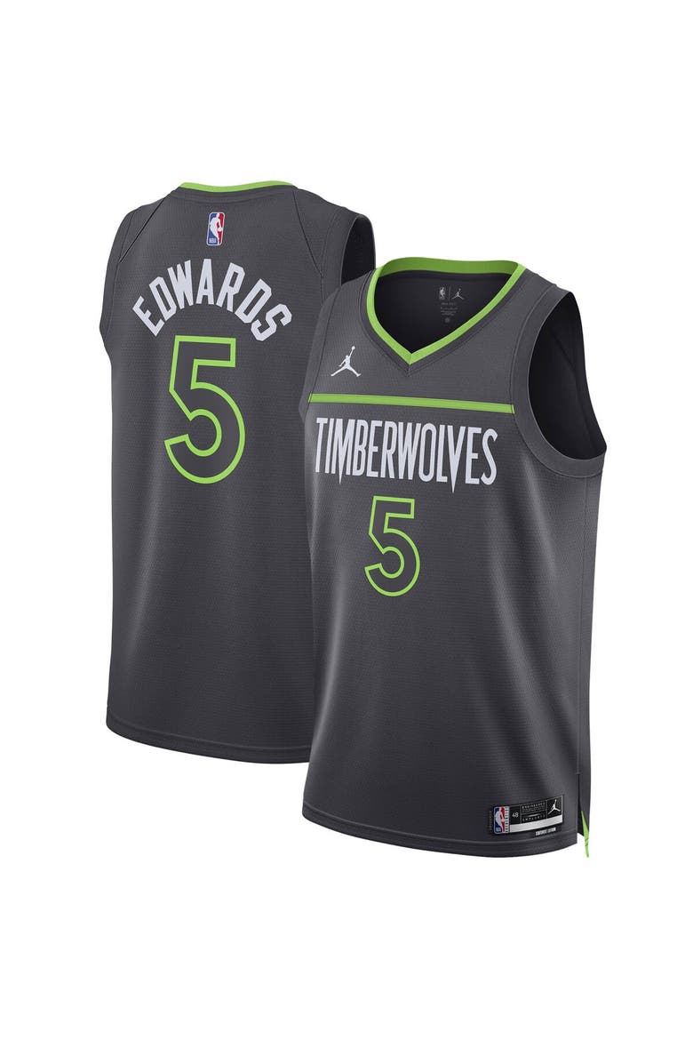 Unisex Jordan Brand Anthony Edwards Charcoal Minnesota Timberwolves Swingman Jersey - Statement Edition, Main, color, Charcoal