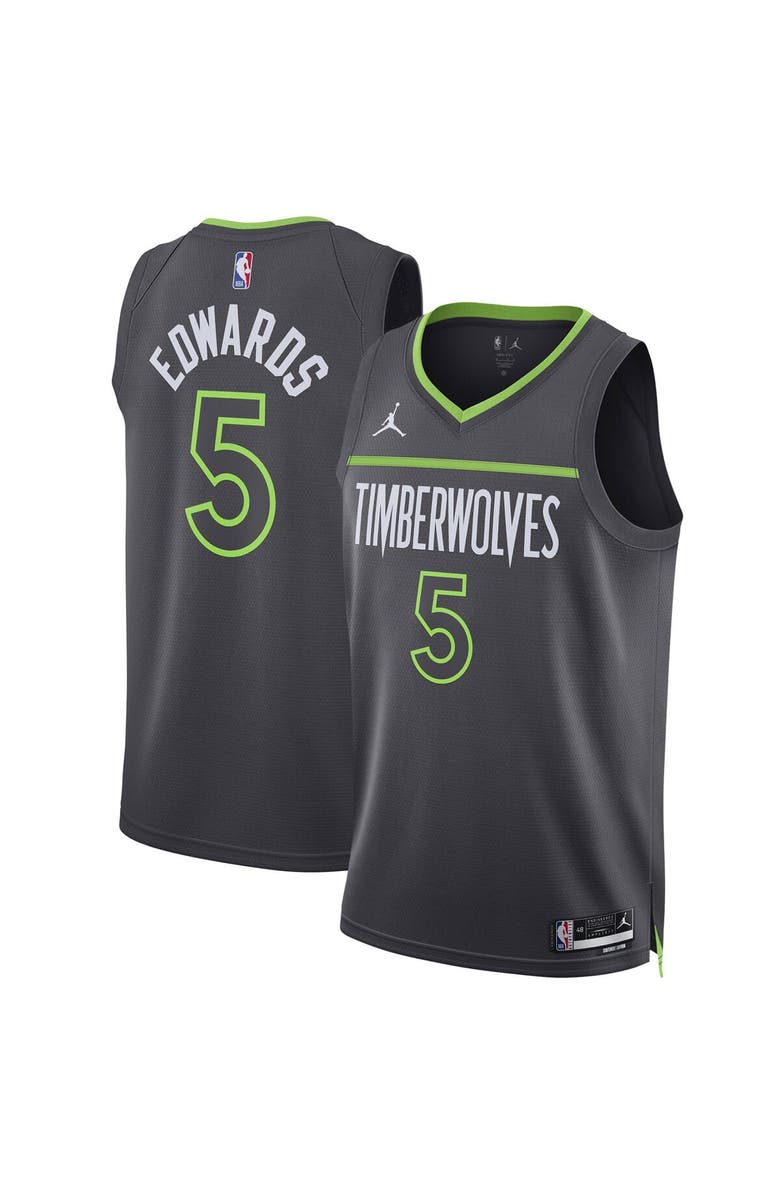 Jordan Brand Unisex Jordan Brand Anthony Edwards Charcoal Minnesota Timberwolves Swingman Jersey - Statement Edition, Main, color, Charcoal