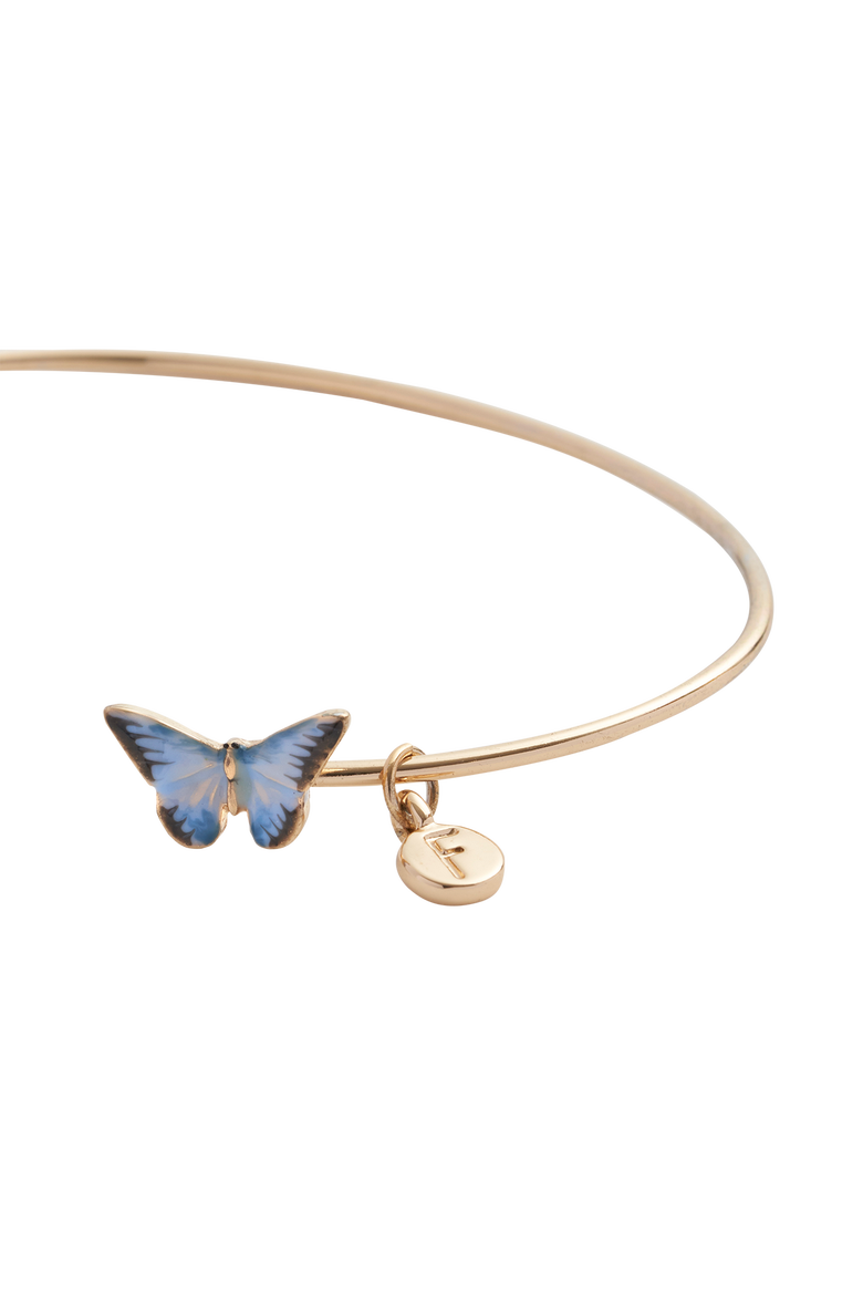 Enamel Blue Butterfly Bangle, Alternate, color, Multi & Gold