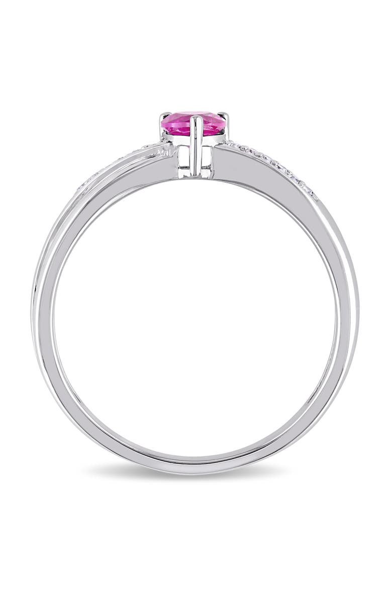 Created Ruby & Diamond Heart Ring, Alternate, color, Lab-Created Ruby