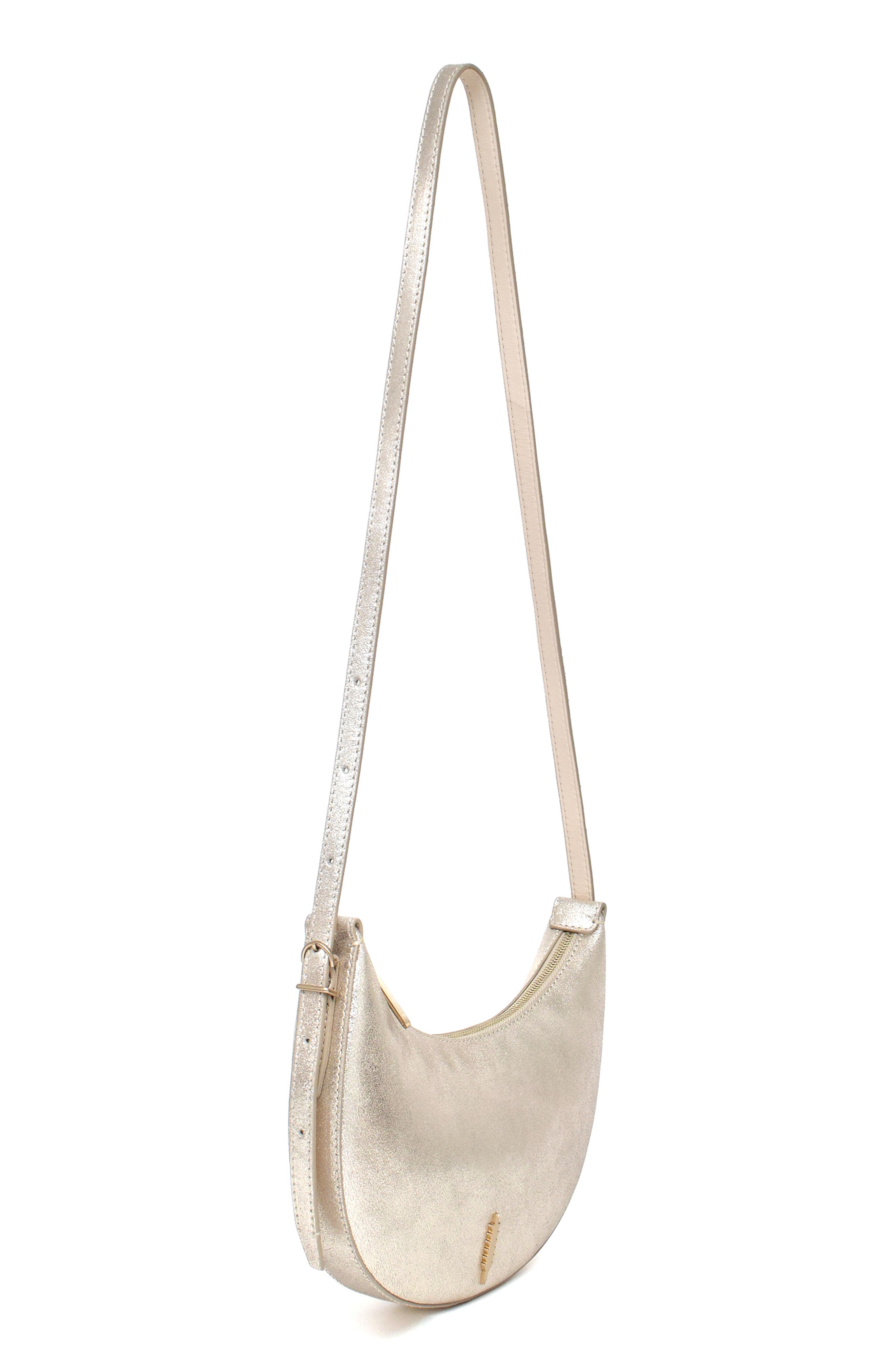 Thacker Silas Shimmer Leather Crossbody Bag, Alternate, color, Champagne