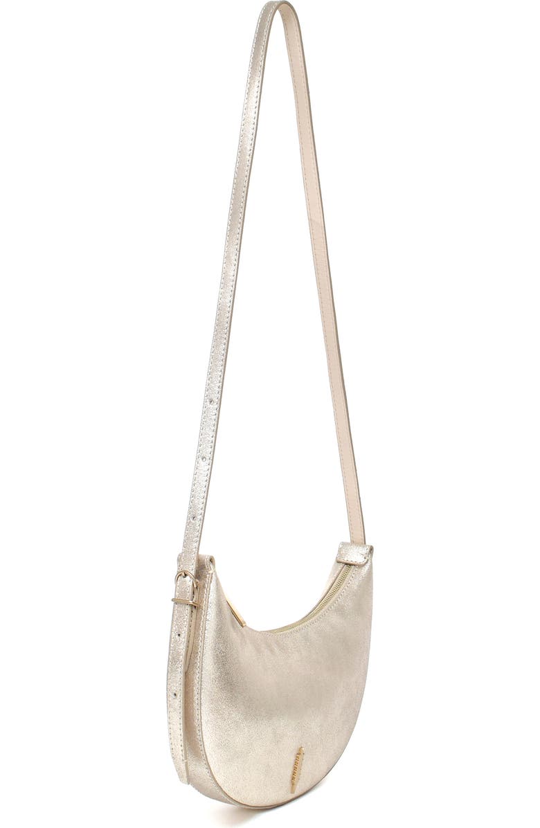 Thacker Silas Shimmer Leather Crossbody Bag, Alternate, color, Champagne