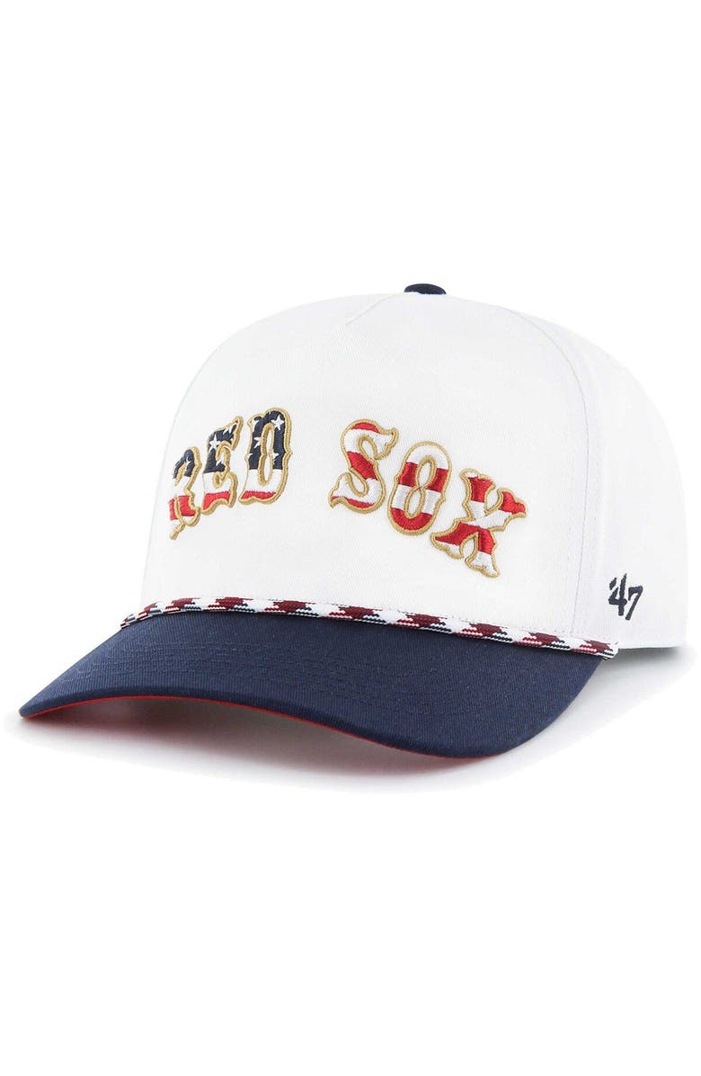 '47 Men's '47 White Boston Red Sox Flag Script Hitch Snapback Hat, Main, color, 